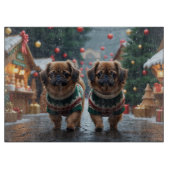 Pekingese Dogs Christmas Snow Holiday Snijplank (Voorkant)