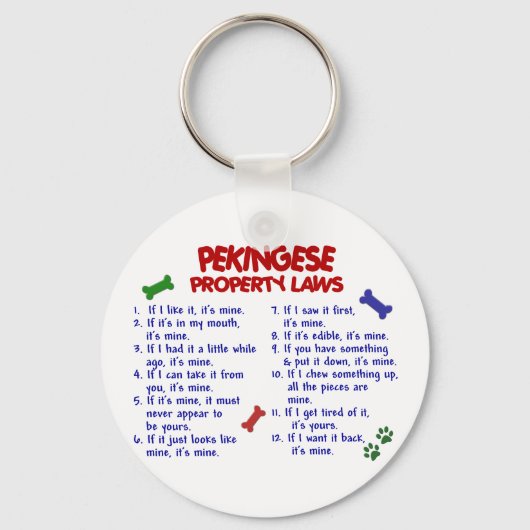 PEKINGESE-eigendomswetten 2 Sleutelhanger (Voorkant)