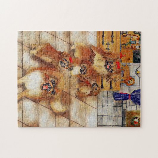 Pekingese familie legpuzzel (Horizontaal)