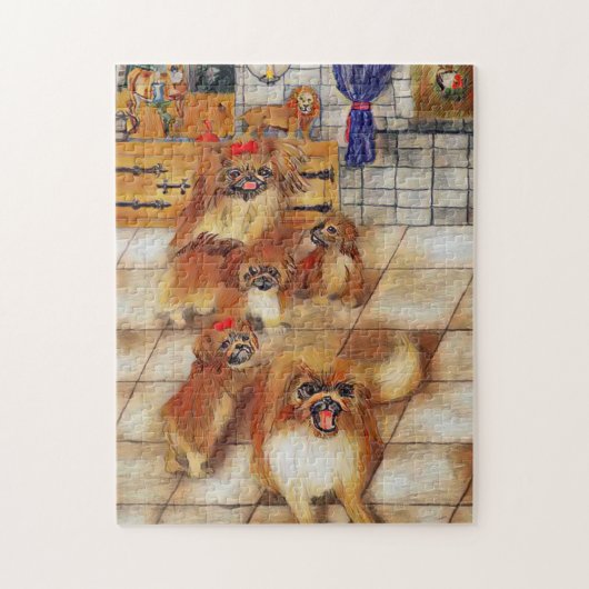 Pekingese familie legpuzzel (Verticaal)