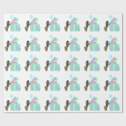 Pekingese feestballonnen cadeaupapier (Vlak)