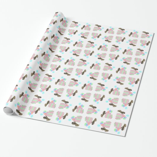 Pekingese Feestballonnen Cadeaupapier (Uitgerold)