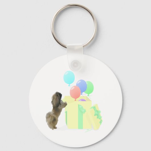 Pekingese Feestballonnen Sleutelhanger (Voorkant)