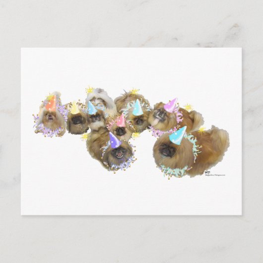 Pekingese Feestgroep Briefkaart (Voorkant)