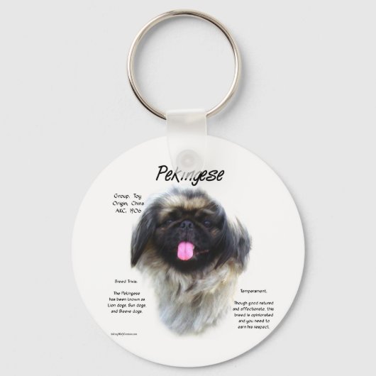 Pekingese Geschiedenis Ontwerp Sleutelhanger (Voorkant)