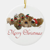 Pekingese Groep Kerstmis Keramisch Ornament (Voorkant)