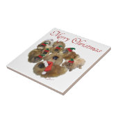 Pekingese Groep Kerstmis Tegeltje (Zijkant)
