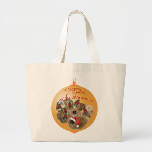 Pekingese Groep Ornament Grote Tote Bag (Voorkant)
