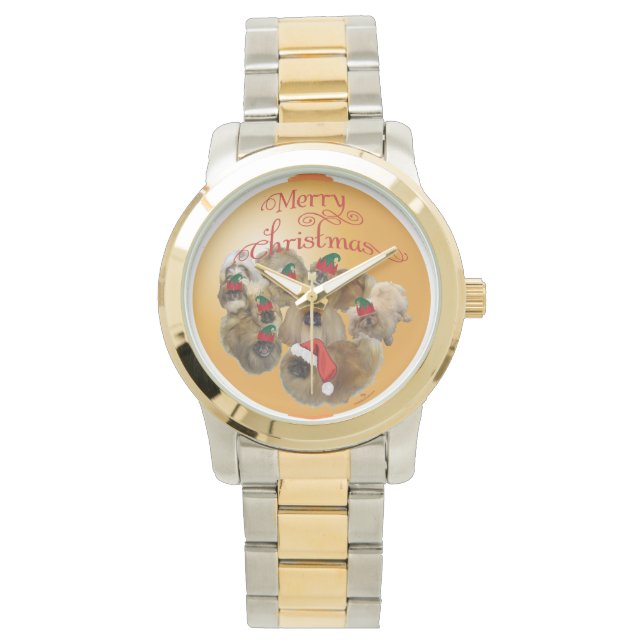 Pekingese Groep Ornament Horloge (Voorkant)