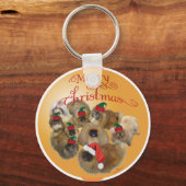 Pekingese Groep Ornament Sleutelhanger (Voorkant)