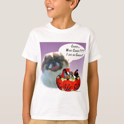 Pekingese Halloween Snoep T-shirt (Voorkant)