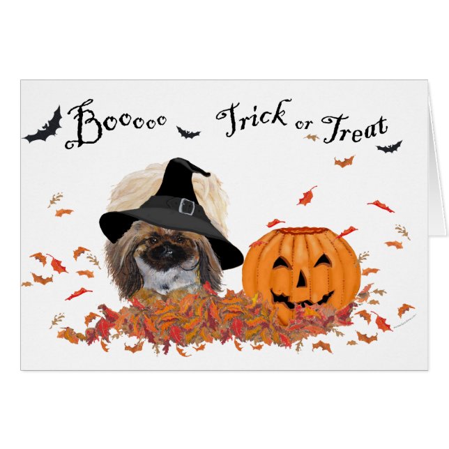 Pekingese Halloween Wenskaart (Voorkant Horizontaal)