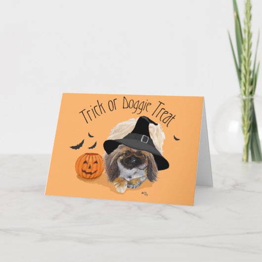 Pekingese Halloween wenskaart Kaart (Voorkant)