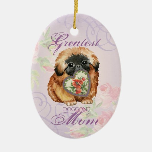 Pekingese Heart mama Keramisch Ornament (Voorkant)