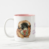 Pekingese Heart mama Tweekleurige Koffiemok (Links)