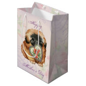 Pekingese Hearts Mama Medium Cadeauzakje (Voorkant Gekanteld)
