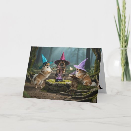 Pekingese Heks Halloween Kaart (Voorkant)