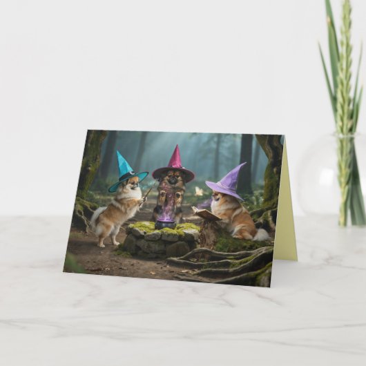 Pekingese Heks Halloween Kaart (Voorkant)