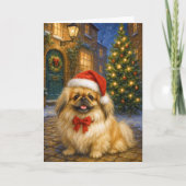 Pekingese Holiday  Card Kaart (Voorkant)