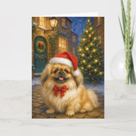 Pekingese Holiday  Card Kaart
