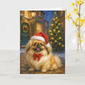 Pekingese Holiday Card Kaart (Gele Bloem)