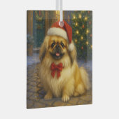 Pekingese Holiday  Glas Ornament (Voorkant Rechts)
