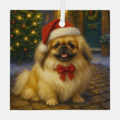 Pekingese Holiday  Glas Ornament (Achterkant)