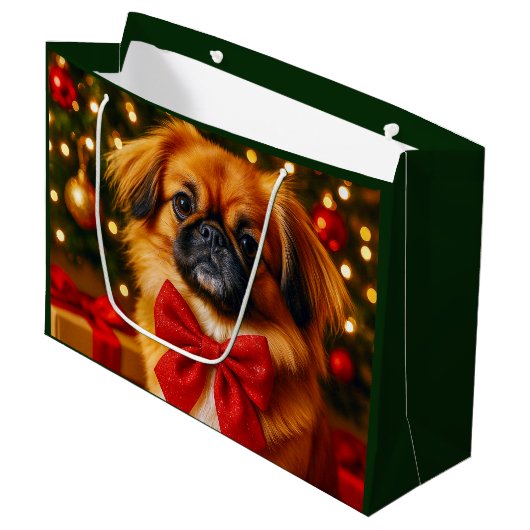 Pekingese Holiday  Groot Cadeauzakje (Voorkant Gekanteld)
