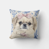 Pekingese hond Blauw Toile Kussen (Voorkant)
