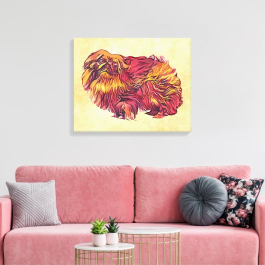 Pekingese hond canvas afdruk (Insitu (Woonkamer))