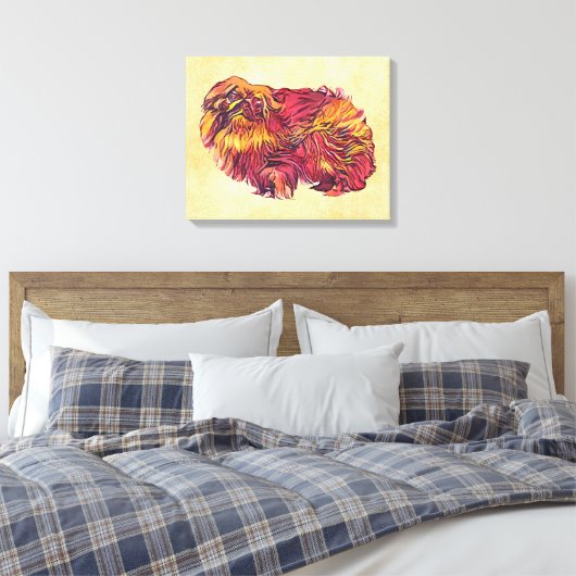 Pekingese hond canvas afdruk (Insitu (Slaapkamer))