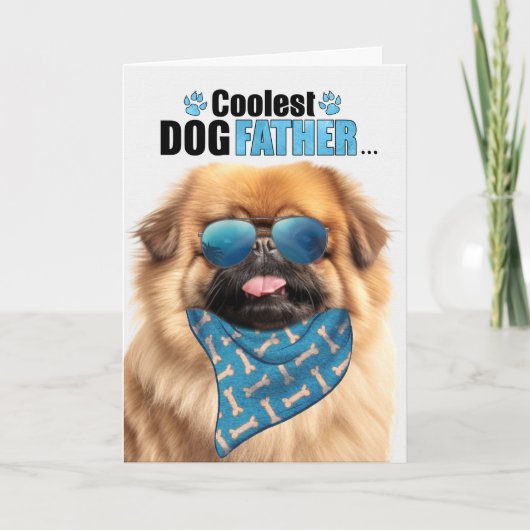 Pekingese Hond Coolste Papa Ooit Vaderdag Feestdagen Kaart (Voorkant)