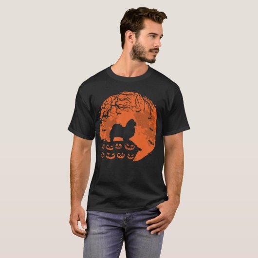 Pekingese hond en maanhalloween Hondenliefhebber G T-shirt (Voorkant volledig)