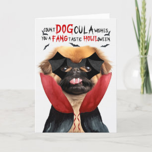 Pekingese Hond Grappig Count DOGcula Halloween Feestdagen Kaart