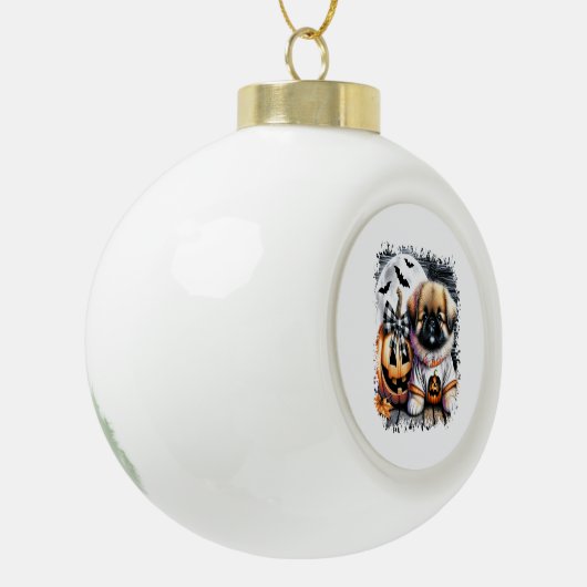 Pekingese hond Halloween Square Keramische Bal Ornament (Links)