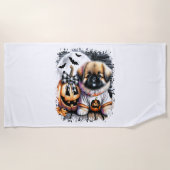 Pekingese hond Halloween Square Strandlaken (Voorkant)