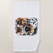 Pekingese hond Halloween Square Strandlaken (Voorkant)