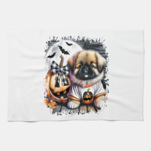 Pekingese Hond Halloween Vierkant Theedoek