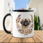 Pekingese Hond Herfstkrans Mok