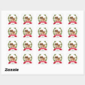 Pekingese Hond Holly Banner Kerstmis Vierkante Sticker (Vel)