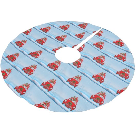 Pekingese hond in auto met kerstman kerstboom rok (Gekanteld)