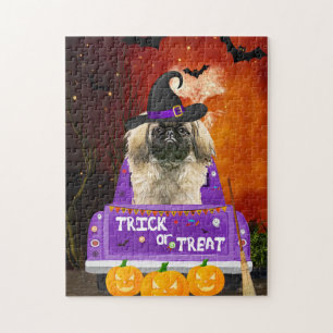 Pekingese Hond in Halloween Truck Legpuzzel