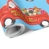 Pekingese Hond in Kerst Leveringsvrachtwagen Cadeaupapier (Rol Hoek)