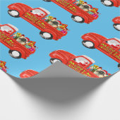 Pekingese Hond in Kerst Leveringsvrachtwagen Cadeaupapier (Hoek)