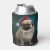 Pekingese Hond in Sneeuw Kerstmis Blikjeskoeler (Blikje Voorkant)