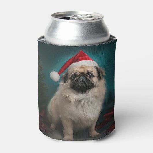 Pekingese Hond in Sneeuw Kerstmis Blikjeskoeler (Blikje Voorkant)
