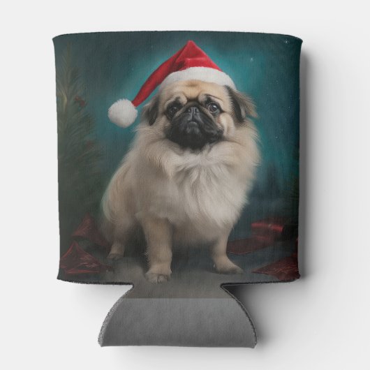Pekingese Hond in Sneeuw Kerstmis Blikjeskoeler (Achterkant)