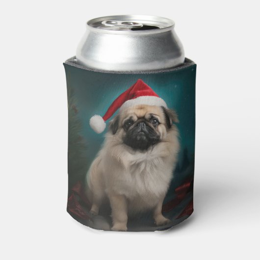 Pekingese Hond in Sneeuw Kerstmis Blikjeskoeler (Blikje Achterkant)