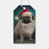 Pekingese Hond in Sneeuw Kerstmis Cadeaulabel (Achterkant)
