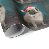 Pekingese Hond in Sneeuw Kerstmis Cadeaupapier (Rol Hoek)